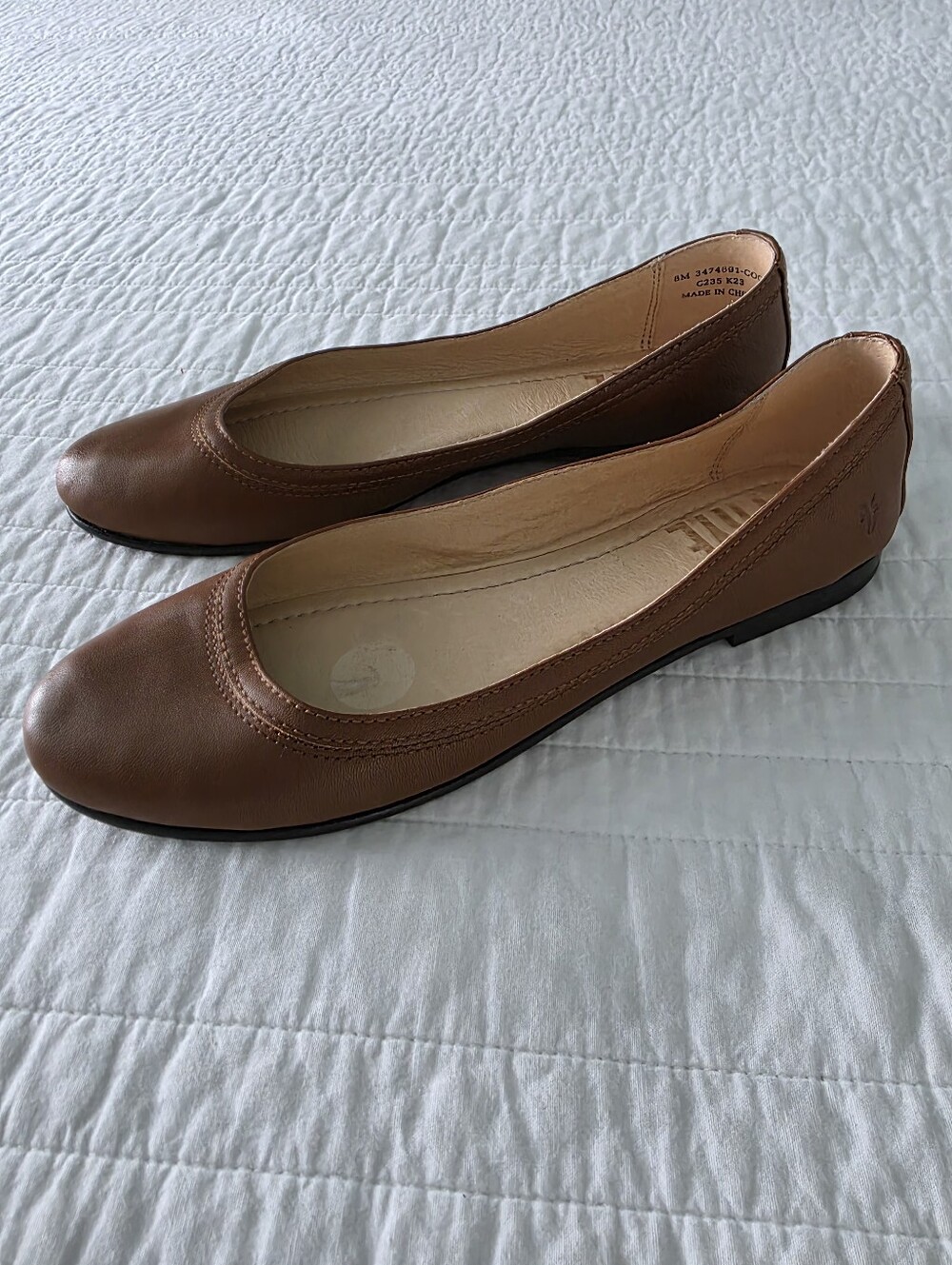 Frye Carson Ballet Classic Brown Leather Flats - Women 8